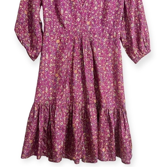 Mes Demoiselles Floral Print Silk Dress In Purple, Size 36EU/US4 - Picture 7 of 14